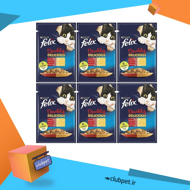 پوچ گربه فلیکس مدل گوشت و مرغ